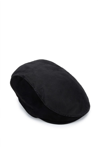  Tamer Tanca Erkek Hakiki Deri Siyah Süet London Şapka