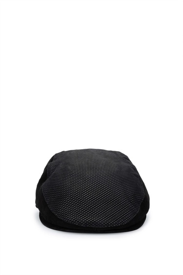  Tamer Tanca Erkek Hakiki Deri Siyah Süet London Şapka