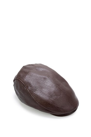  Tamer Tanca Erkek Hakiki Deri Kahverengi Kasket Şapka