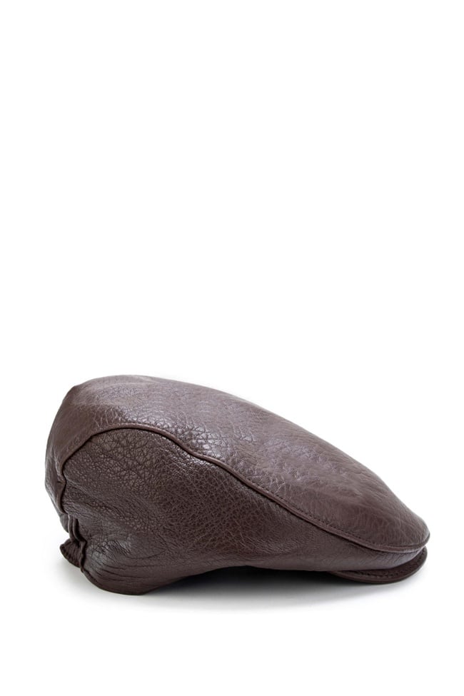  Tamer Tanca Erkek Hakiki Deri Kahverengi Kasket Şapka