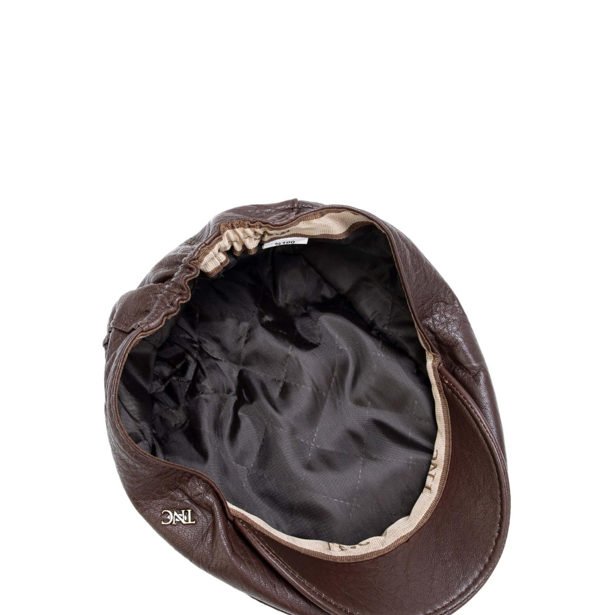 Tamer Tanca Erkek Hakiki Deri Kahverengi Kasket Şapka