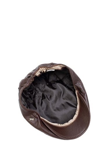  Tamer Tanca Erkek Hakiki Deri Kahverengi Kasket Şapka