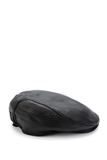  Tamer Tanca Erkek Hakiki Deri Siyah Kasket Şapka