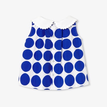  Jacadi Paris Kız Bebek Puantiyeli Kolsuz Bluz