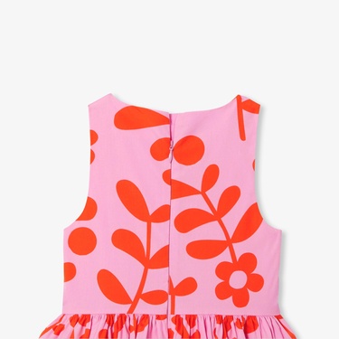  Jacadi Paris Kız Çocuk Çiçek Motifli Kolsuz Poplin Elbise