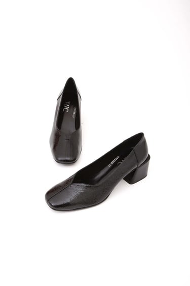  Tamer Tanca Kadın Hakiki Deri Siyah Rugan GOVA Ayakkabı