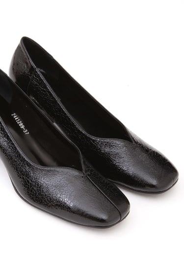  Tamer Tanca Kadın Hakiki Deri Siyah Rugan GOVA Ayakkabı