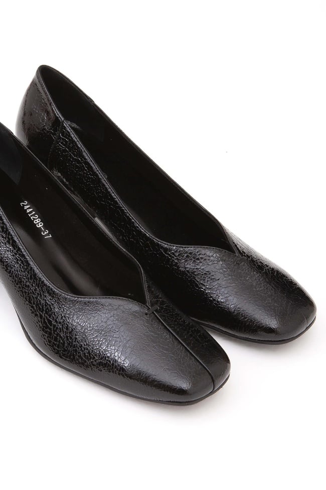  Tamer Tanca Kadın Hakiki Deri Siyah Rugan GOVA Ayakkabı