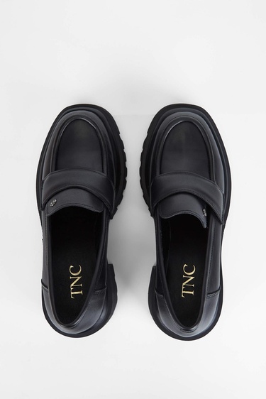  Tamer Tanca Kadın Hakiki Deri Siyah Deri Makosen Ayakkabı