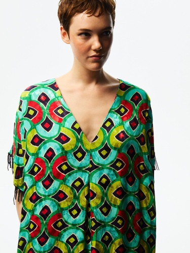  Desenli Dökümlü Kaftan