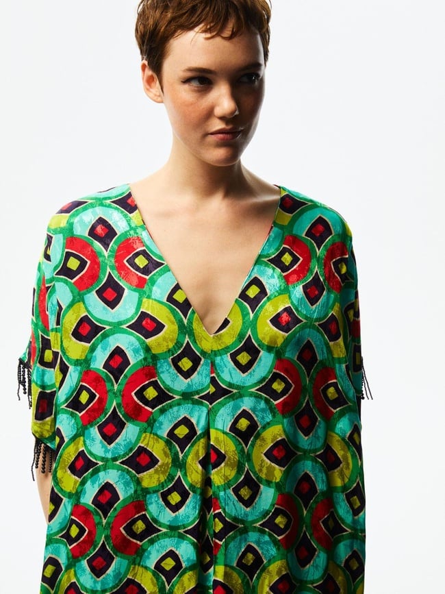  Desenli Dökümlü Kaftan