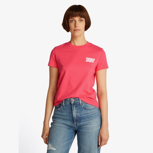  Tommy Jeans Regular Bubble Kadın Pembe T-Shirt
