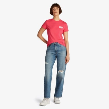  Tommy Jeans Regular Bubble Kadın Pembe T-Shirt