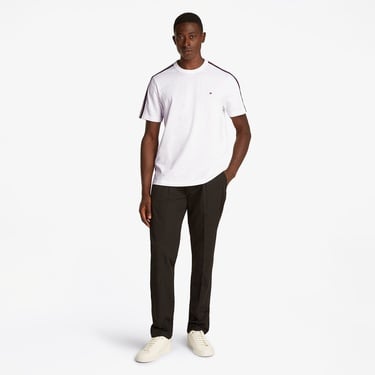  Tommy Hilfiger Global Stripe Tape Erkek Beyaz T-Shirt