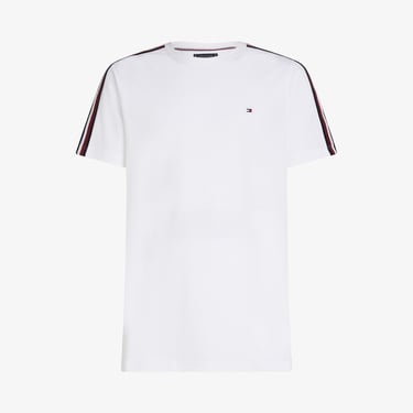  Tommy Hilfiger Global Stripe Tape Erkek Beyaz T-Shirt