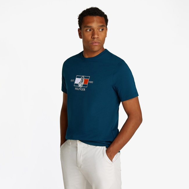  Tommy Hilfiger Flag Sailing Erkek Lacivert T-Shirt