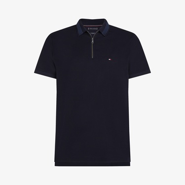  Tommy Hilfiger Mercerised Pique Zip Reg Erkek Mavi Polo