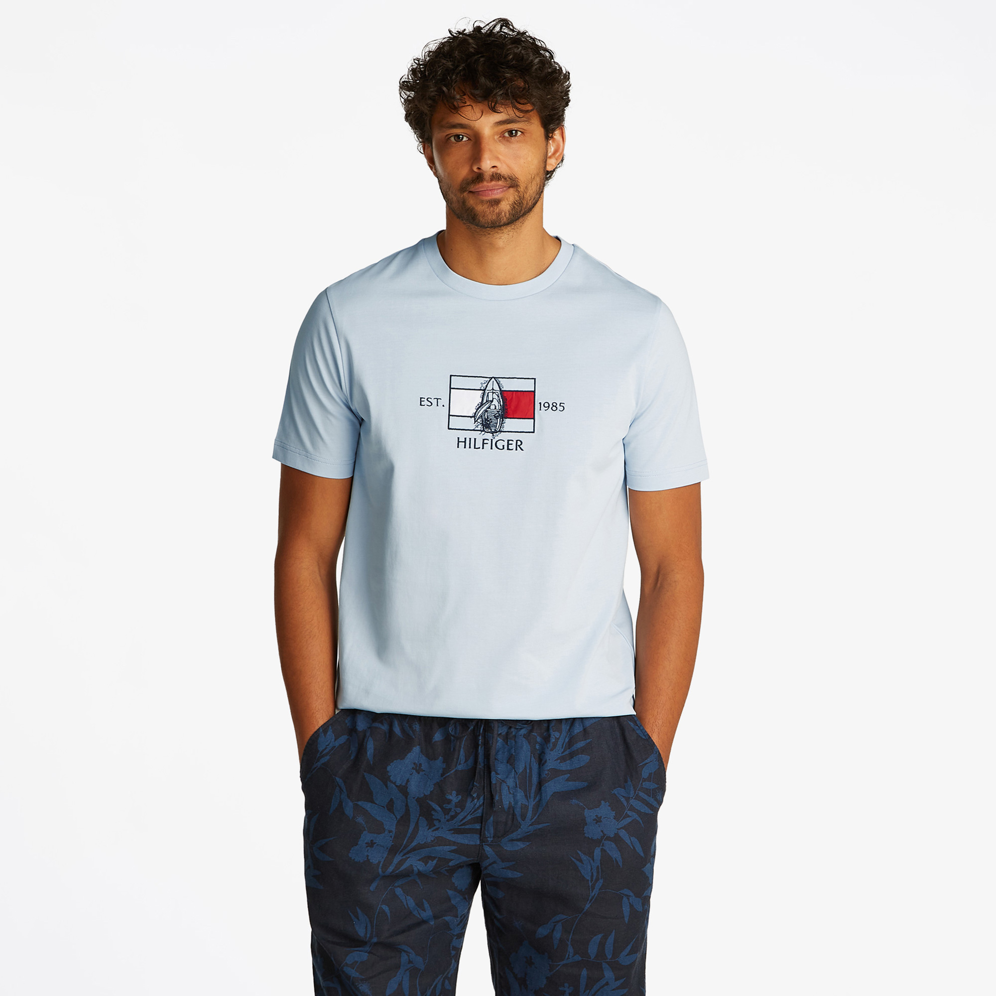  Tommy Hilfiger Flag Sailing Erkek Mavi T-Shirt