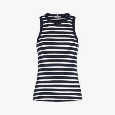  Tommy Hilfiger Slim 5X2 Rib Tank Kadın Mavi T-Shirt