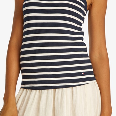  Tommy Hilfiger Slim 5X2 Rib Tank Kadın Mavi T-Shirt