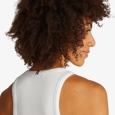  Tommy Hilfiger Slim 5X2 Rib Tank Kadın Beyaz Kolsuz T-Shirt