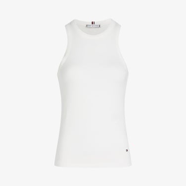  Tommy Hilfiger Slim 5X2 Rib Tank Kadın Beyaz Kolsuz T-Shirt