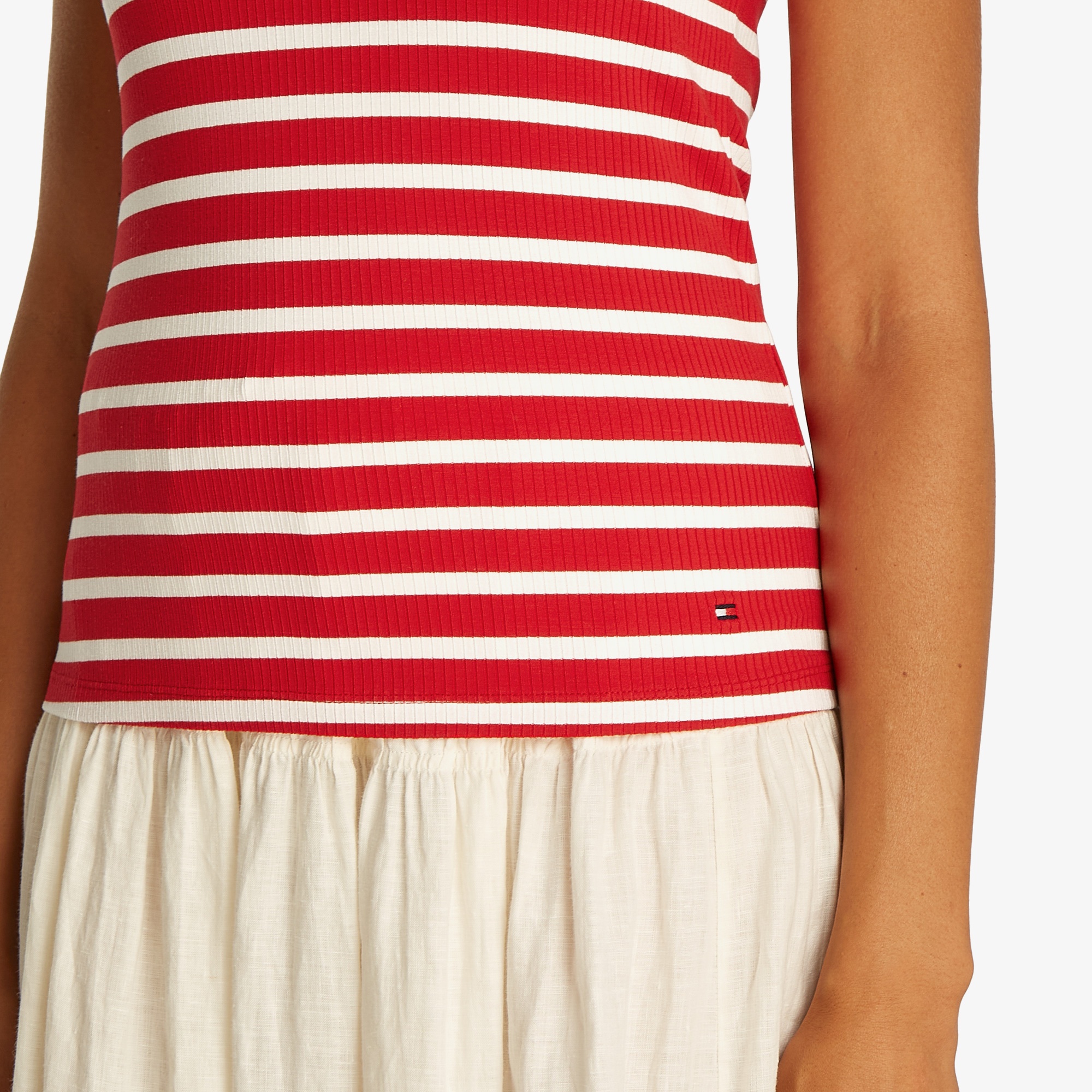 Tommy Hilfiger Slim 5X2 Rib Tank Kadın Kırmızı T-Shirt