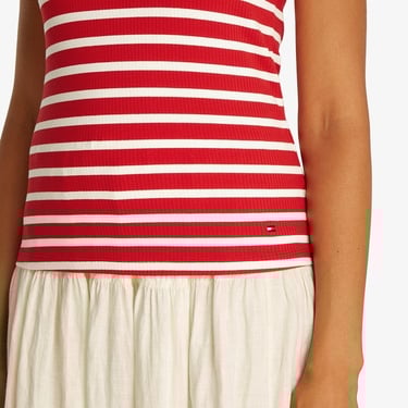  Tommy Hilfiger Slim 5X2 Rib Tank Kadın Kırmızı T-Shirt