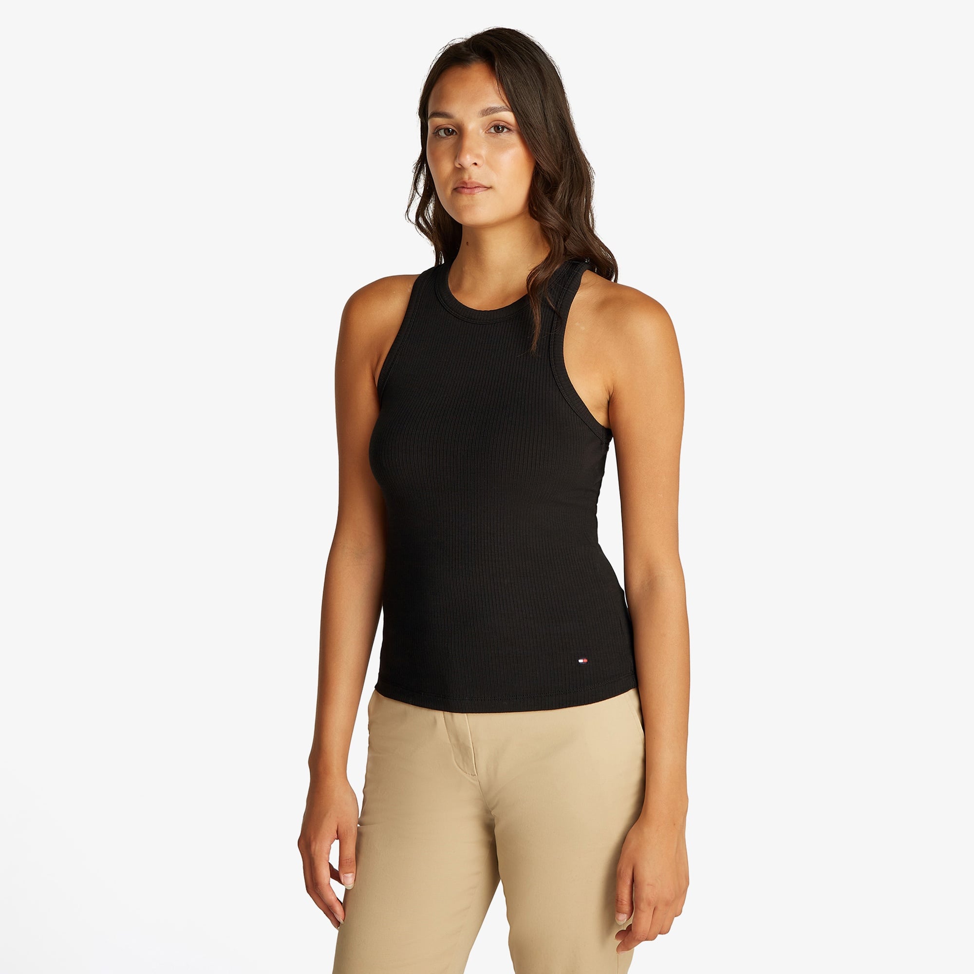 Tommy Hilfiger Slim 5X2 Rib Tank Kadın Siyah T-Shirt