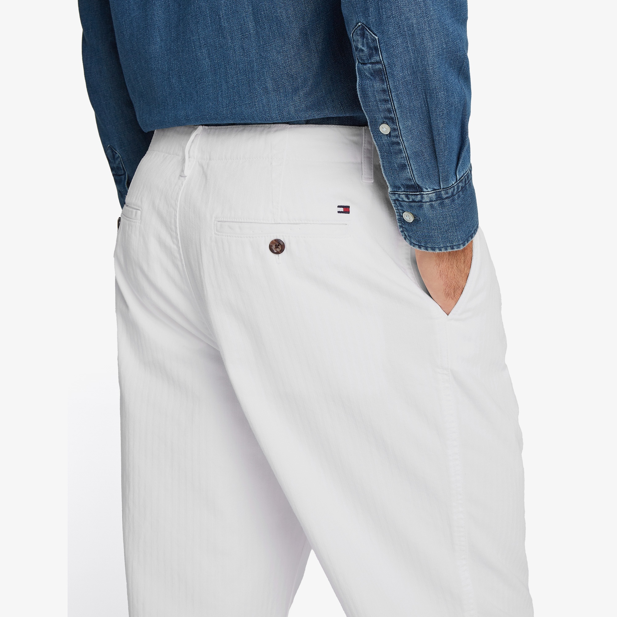 Tommy Hilfiger Murray Herringbone Chino Erkek Beyaz Pantolon