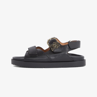  Tommy Hilfiger Leather Sporty Kadın Siyah Sandalet