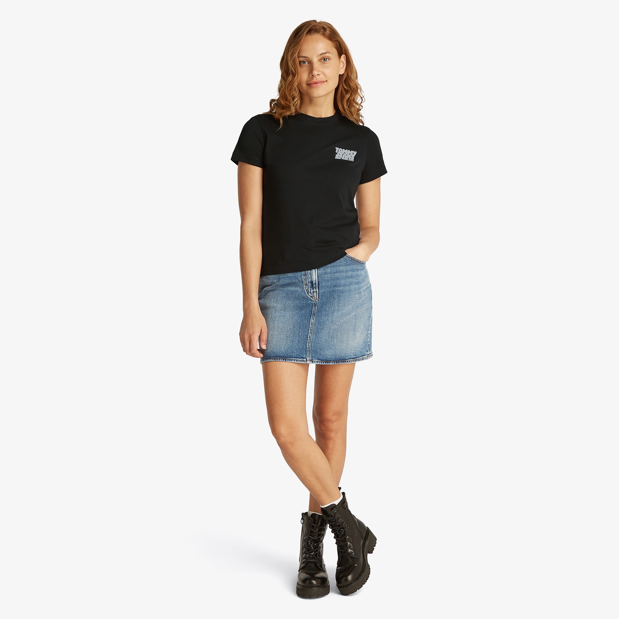 Tommy Jeans Reg Tj Bubble Kadın Siyah T-Shirt