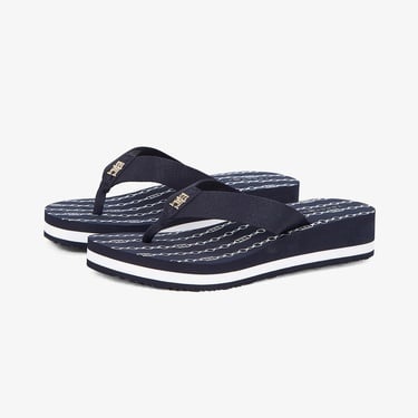  Tommy Hilfiger Chainprint Midwedge Kadın Lacivert Terlik