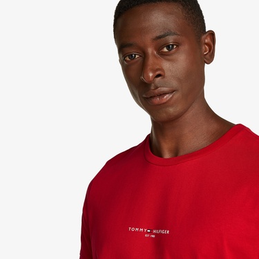  Tommy Hilfiger Logo Tipped Erkek Kırmızı T-Shirt