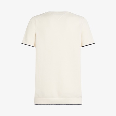  Tommy Hilfiger Tipped Structure Knitted Erkek Beyaz T-Shirt