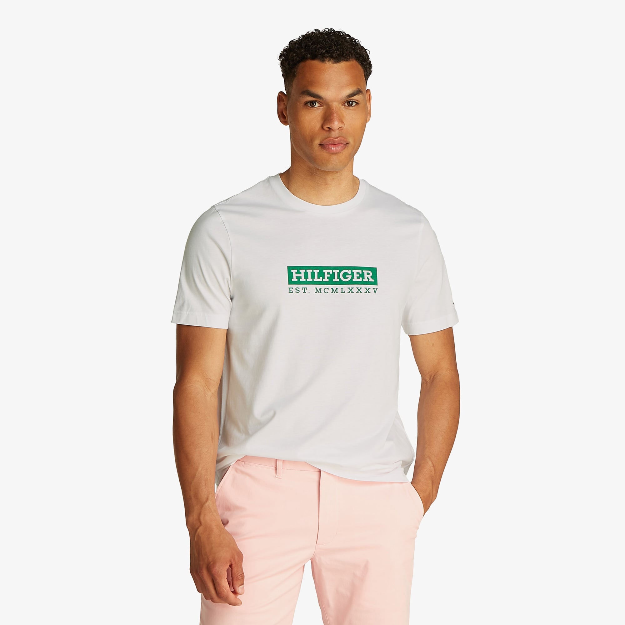 Tommy Hilfiger Colour To Colour Graphic Erkek Beyaz T-Shirt