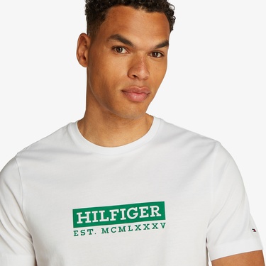  Tommy Hilfiger Colour To Colour Graphic Erkek Beyaz T-Shirt