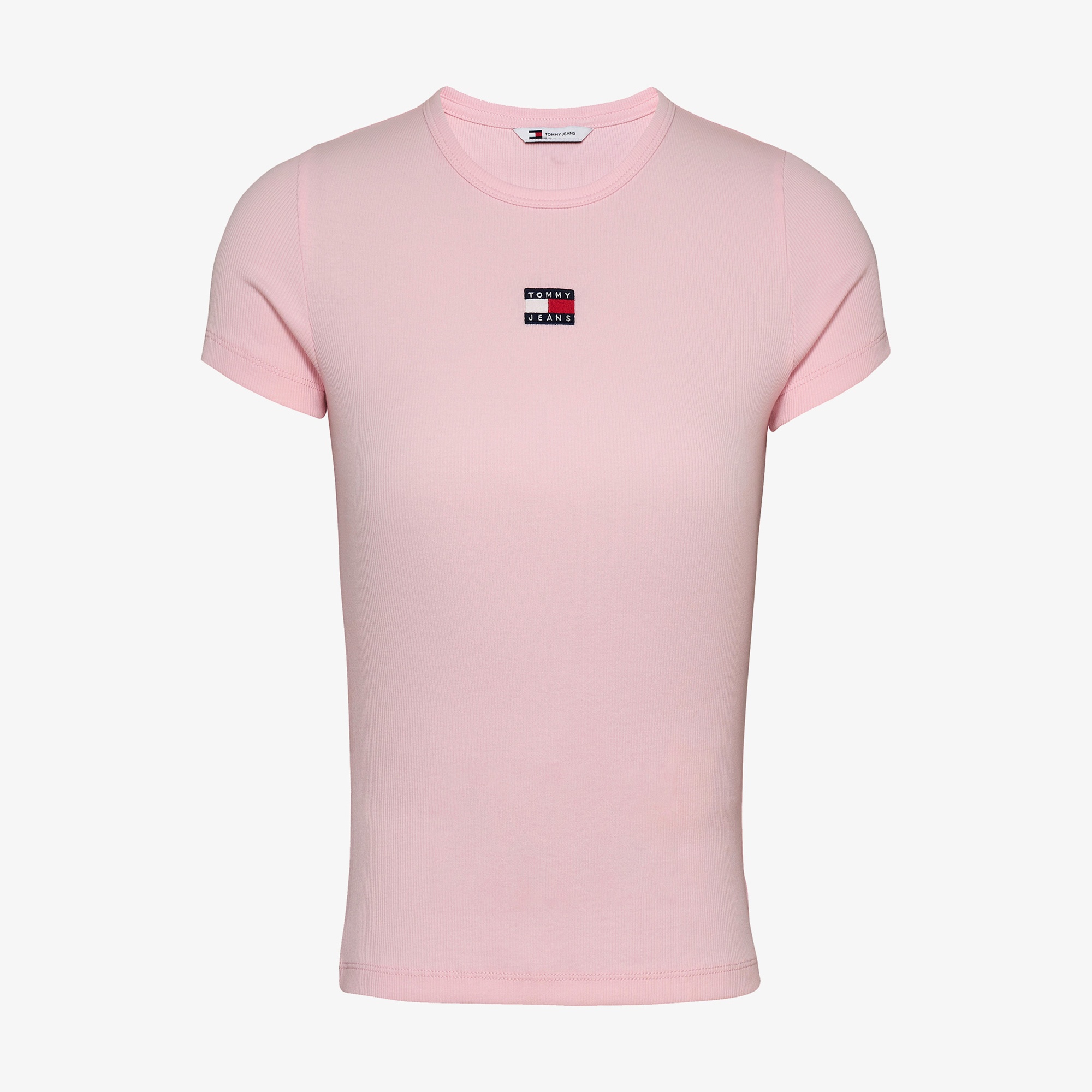 Tommy Jeans Slim Badge Rib Kadın Pembe T-Shirt
