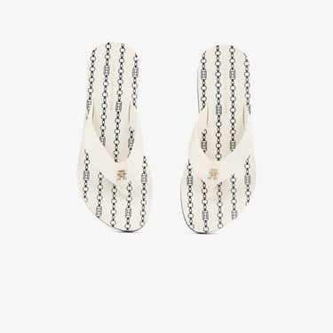  Tommy Hilfiger Im Chainprint Midwedge Kadın Beyaz Terlik