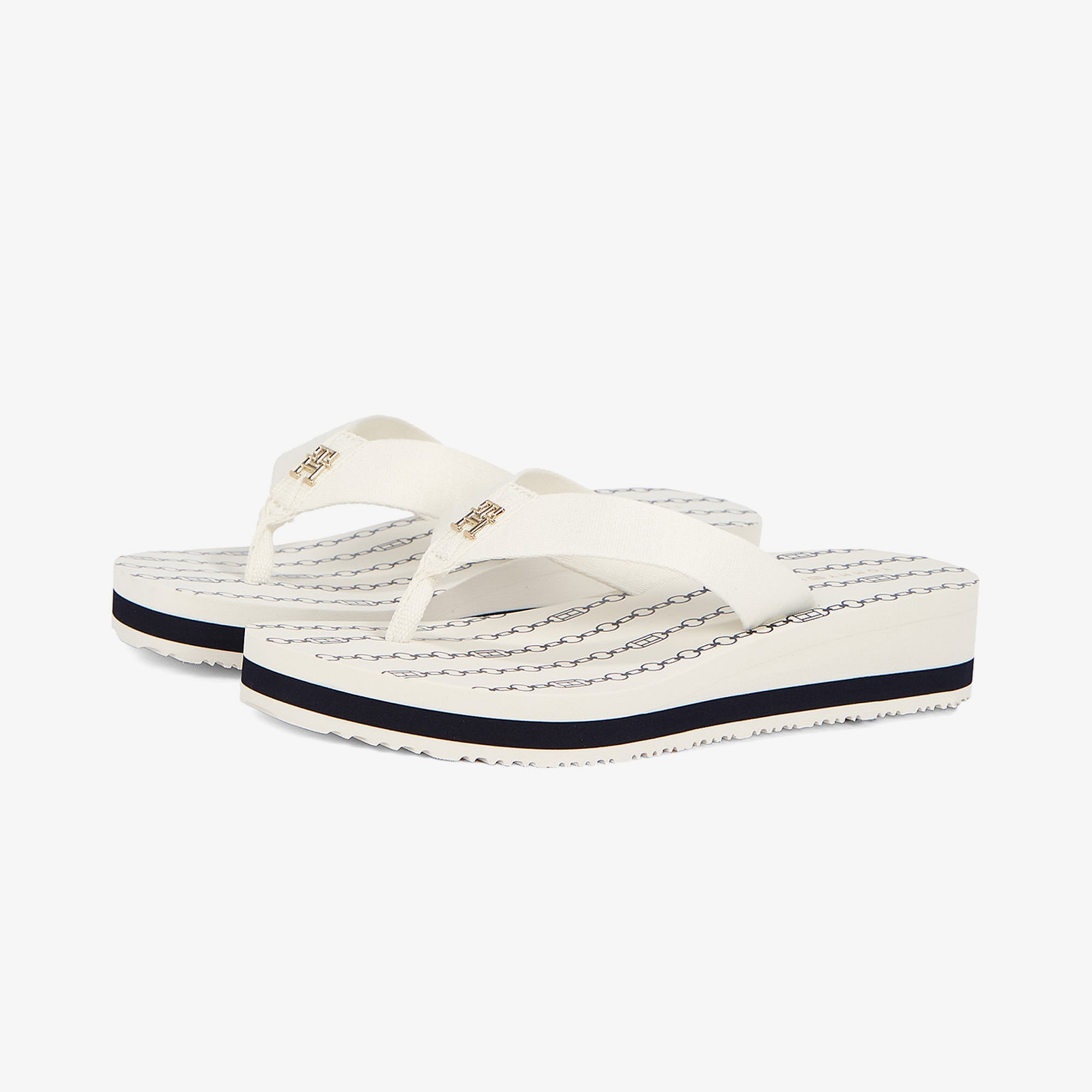 Tommy Hilfiger Tommy Hilfiger Im Chainprint Midwedge Kadın Beyaz Terlik Sandalet & Terlik | FashFed Beyaz - 3. görsel