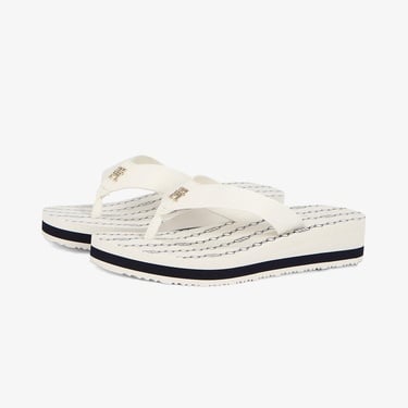  Tommy Hilfiger Im Chainprint Midwedge Kadın Beyaz Terlik