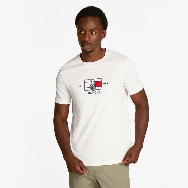  Tommy Hilfiger Flag Sailing Erkek Beyaz T-Shirt