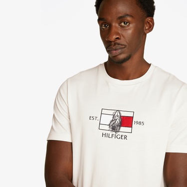  Tommy Hilfiger Flag Sailing Erkek Beyaz T-Shirt