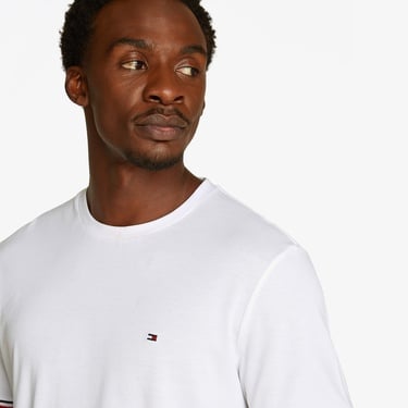  Tommy Hilfiger Global Stripe Cuff Erkek Beyaz T-Shirt