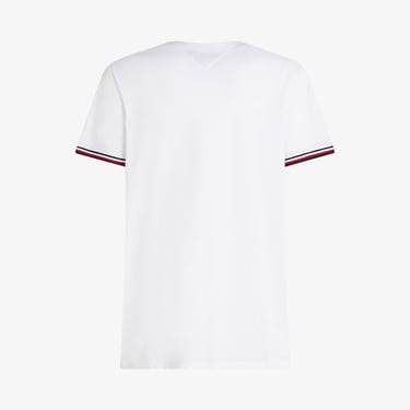  Tommy Hilfiger Global Stripe Cuff Erkek Beyaz T-Shirt