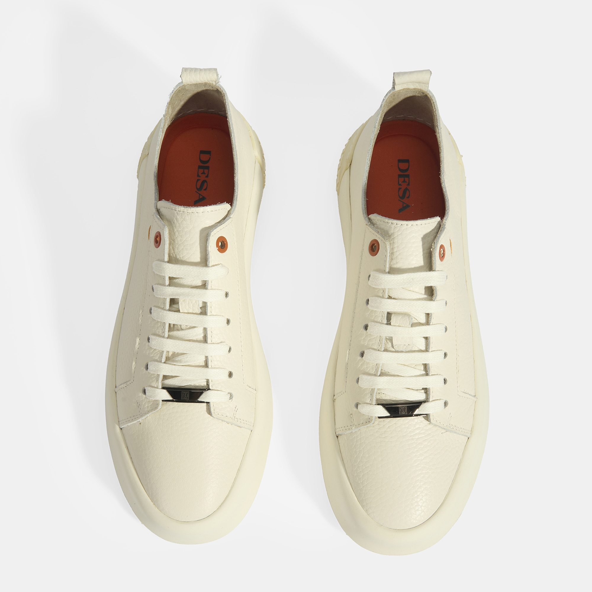 Erkek Krem Bağcıklı Deri Spor Ayakkabı