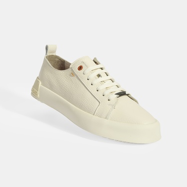  Erkek Krem Bağcıklı Deri Spor Ayakkabı