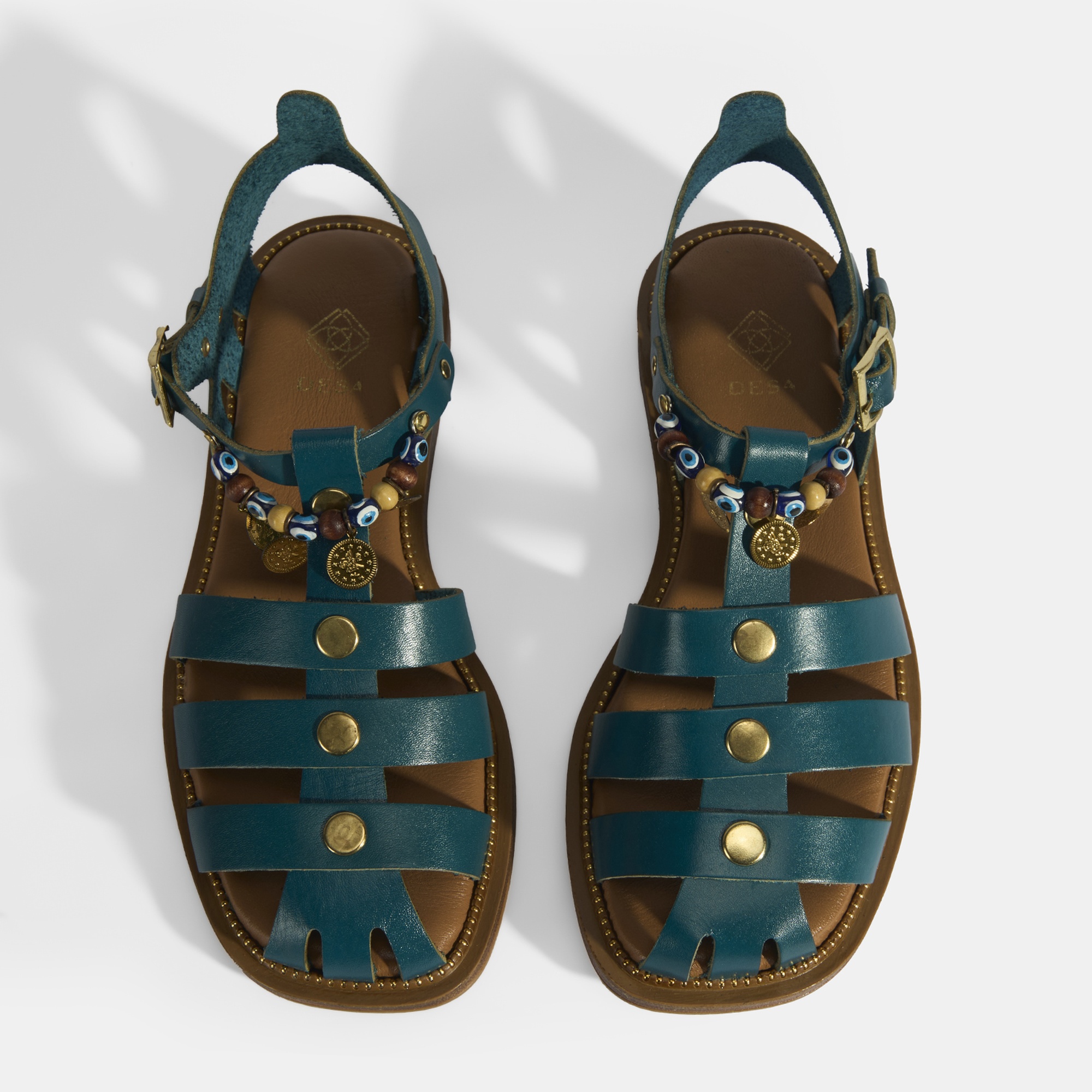 Kadın Yeşil Aksesuar Detaylı Ayarlanabilir Tokalı Deri Sandalet