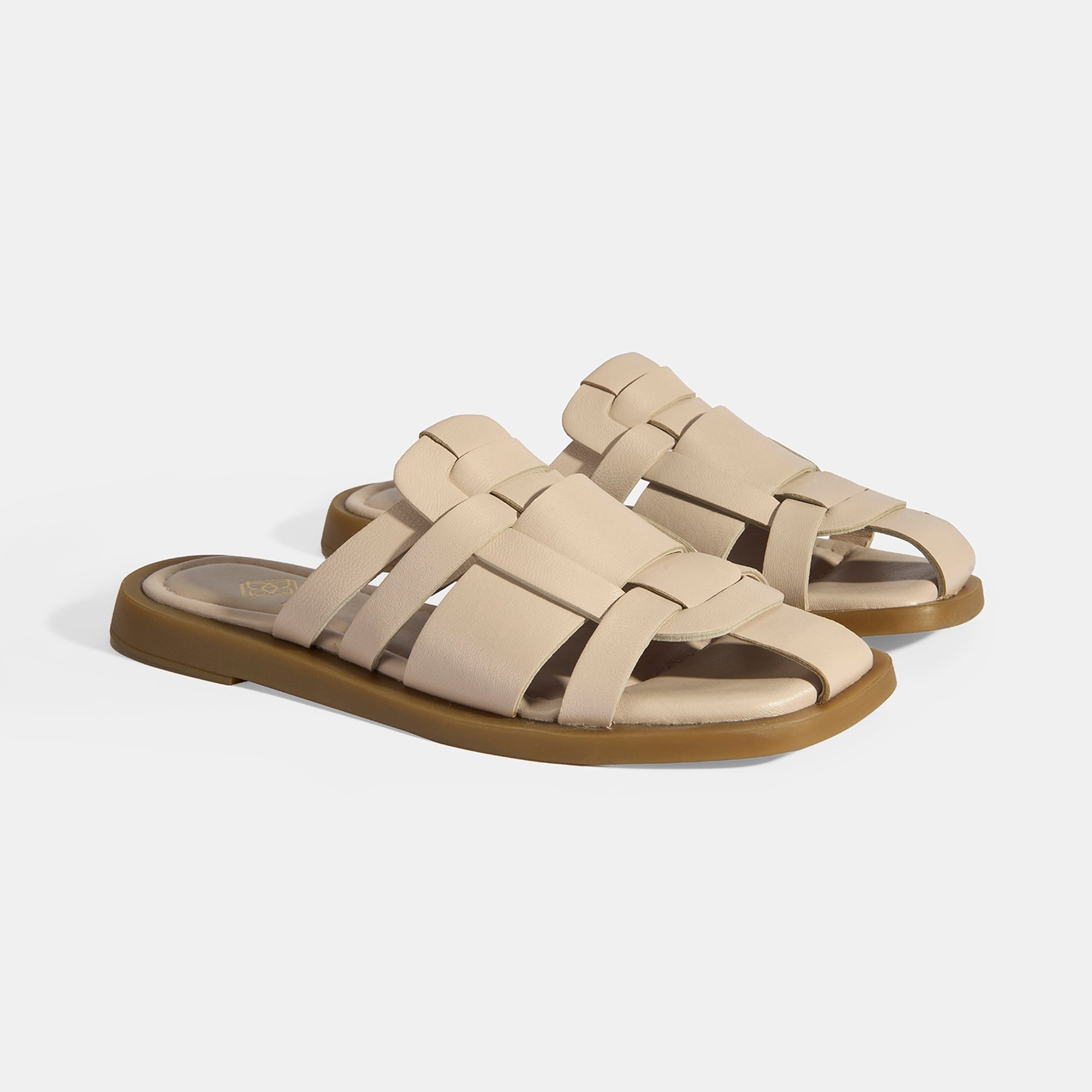 Kadın Krem Deri Terlik