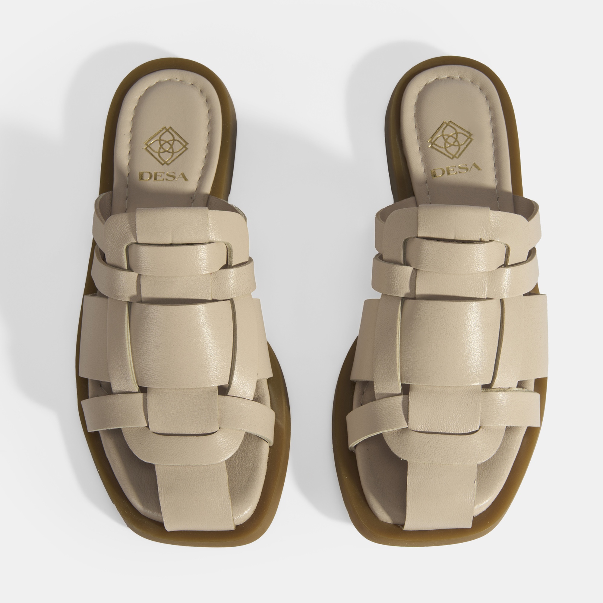 Kadın Krem Deri Terlik